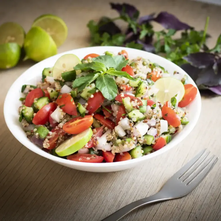 Salade de tomates, concombre et herbes fraîches